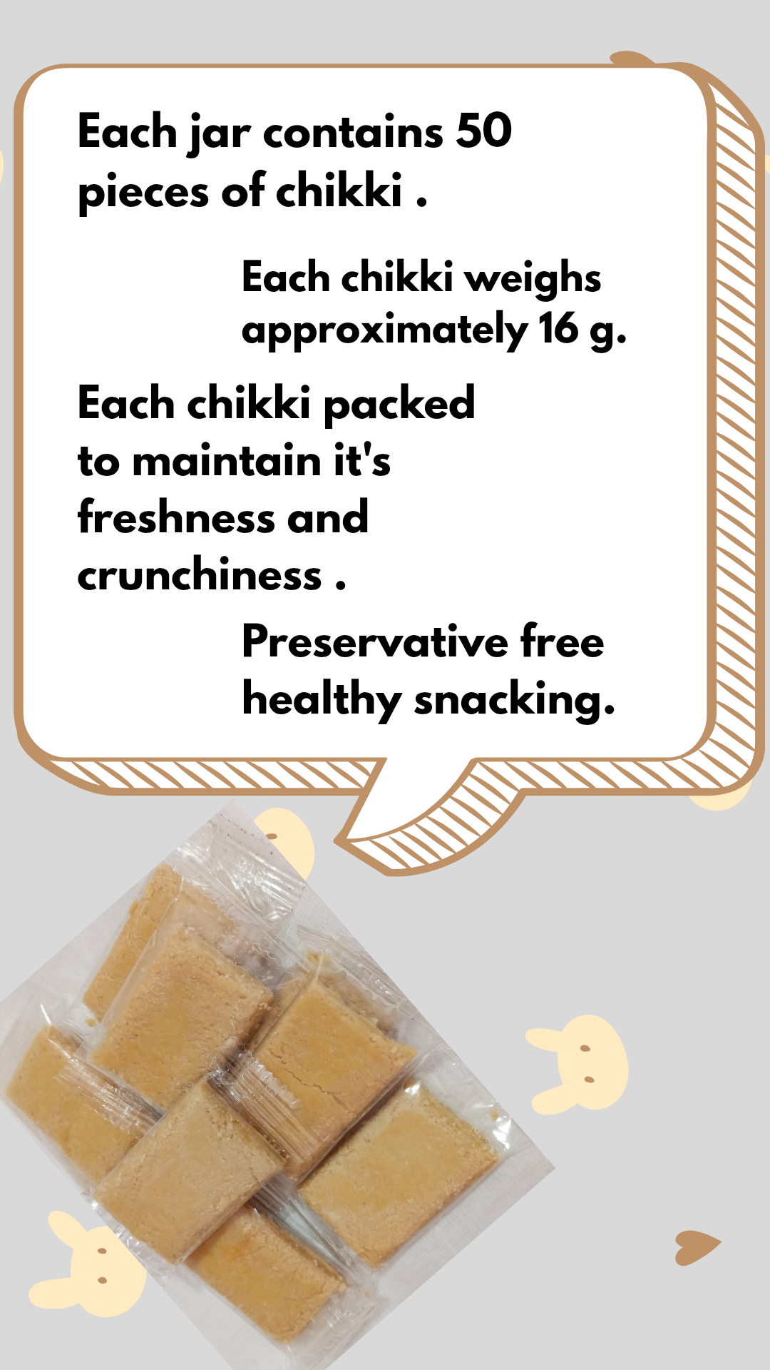 Peanut butter chikki pieces served as a healthy Indian snack by Harishi"