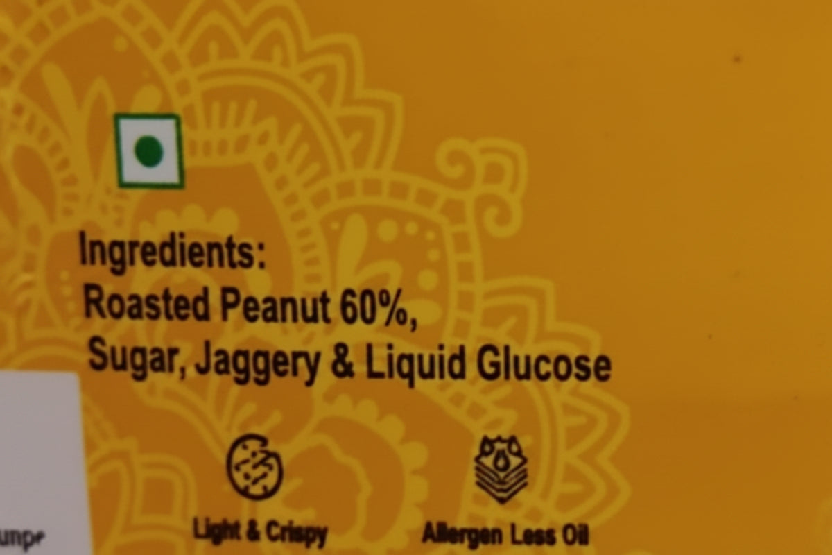 Hand-roasted peanuts and pure jaggery used in Harishi peanut chikki.
